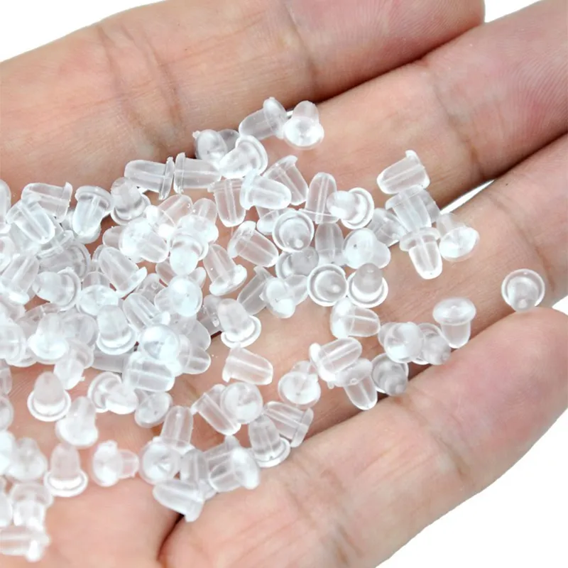 200pcs/lot Rubber Earring Back Silicone Round Ear Plug Blocked