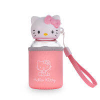 Kawaii Sanrio H Ello K Itty แบบพกพาร้อนถ้วยน่ารักขวดแก้วสาวสีชมพูดื่มแก้วน้ำถ้วยของขวัญวันหยุดสำหรับเพื่อน