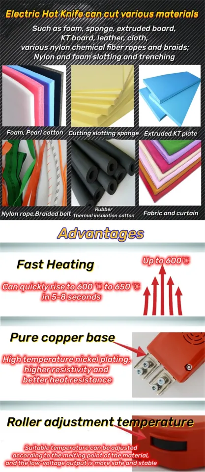 Thermal Cutter Hand Held Electric Hot Knife Heat Cutter Foam Thermal  Cutting Tools Non-Woven Fabric Rope Curtain Heating Knife