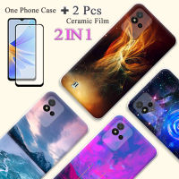 2 IN 1สำหรับกรณี50i Narzo Realme TPU นุ่มและหลากสีทาสีเคสโทรศัพท์ด้วยฟิล์มกันรอยกันกระแทกโค้ง