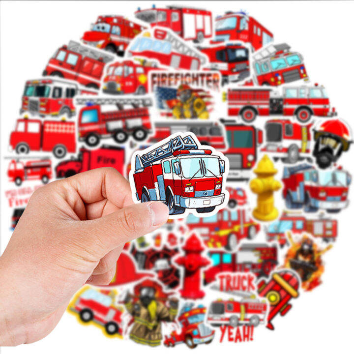 muya-50pcs-fire-truck-stickers-waterproof-fire-engine-vinyl-stickers-for-laptop