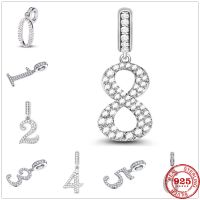 New 925 Sterling Silver 1 2 3 4 5 6 7 8 9 0 Pandora Charm Bead Fit Original Pandora Charm Bracelet For Women DIY Jewelry Gift