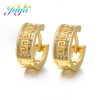 Juya Handmade Micro Pave Zircon Gold/Silver Color Luxury Hoop Earrings For Women Bridal Evening Party Jewelry Wholesale