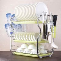 [⚡ส่งฟรี] Dish Racks ARROW ที่คว่ำจาน สแตนเลส 3 ชั้น พร้อมที่คว่ำแก้ว 6 ใบ และที่ใส่ใบมีด ช้อน ส้อม ตะเกียบ ที่วางจาน ชั้นคว่ำจาน แต่ละชั้นมี