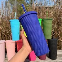 Cup With Straw 650ml Tumblers With Lid Straw Double Walled Reusable Cups Portable Water Cup For Camping Hiking Travel Supplies