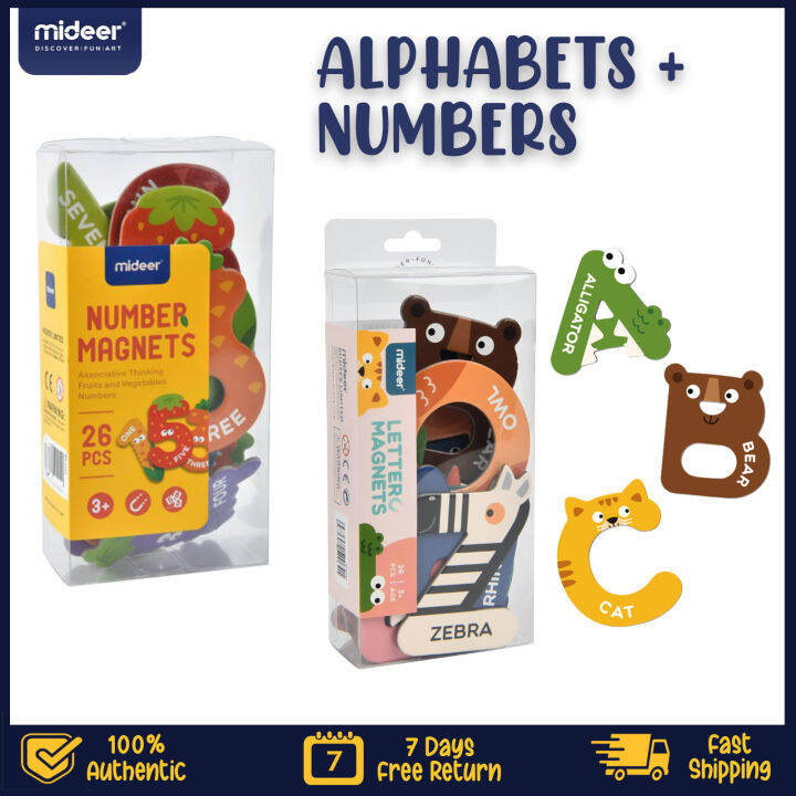 Mideer Kids Learning Magnet (Alphabet, Numbers, Vehicle) | Lazada Singapore