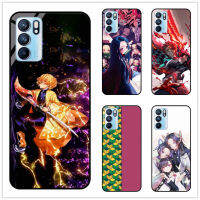 (กำหนดเอง) สำหรับ Oppo Reno 6 5G/Reno 6z 5G อะนิเมะ Demon Slayer: Kimetsu No Yaiba กระจกนิรภัยกันกระแทกเคสโทรศัพท์แบบแข็งเคสฝาหลัง DIY ของขวัญ