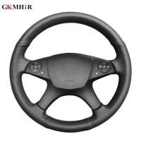 Black Hand-stitched PU Artificial Leather Car Steering Wheel Cover for Mercedes Benz W204 C-Class 2007-2010 C280 C230 Steering Wheels Accessories