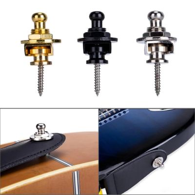 1pcs Guitar Strap Lock With Leather Mat Metal Button Hold Tight Easy Remove Screw For Acoustic Electric Bass Guitar Strap