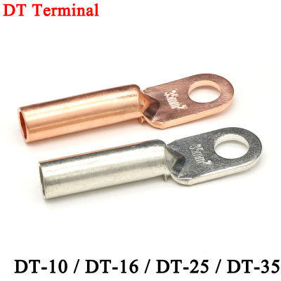 DT-10 DT-16 DT-25 DT-35 ขั้วต่อสายไฟ Copper Crimp Splice Silver Tin Plated Block Bare Bolt Hole Nose Tube LUG Cable Connector-iewo9238