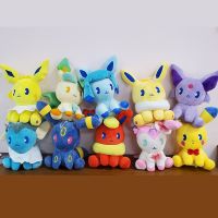 10ชิ้น/ชุดโคมไฟโปเกมอน Flareon Vaporeon ชุดจี้พวงกุญแจที่นุ่ม12ซม. ตุ๊กตายัดไส้ของเล่นวันเกิดของเด็ก