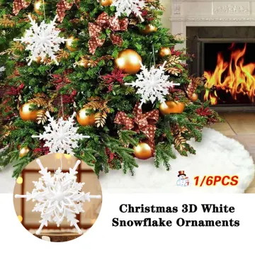 6pcs Winter Christmas Decorations Snowflake Ornaments Hanging 3D