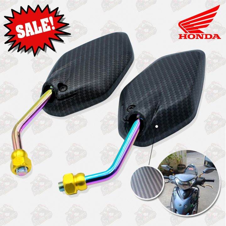 Honda Click 125i Carbon Matte 2Tone Mini Side Mirror Titanium Short