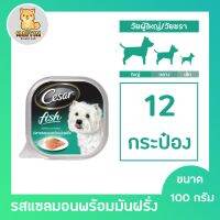 [12 ถาด] CESAR Dog Food Wet Tray Salmon Potepo 100g. x 12 Unit ซีซาร์ อาหารสุนัขชนิดเปียก แบบถาด รสแซลมอน มันฝรั่ง