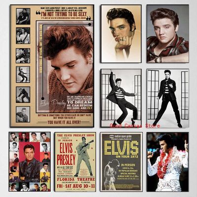 Elvis Presley Pop Rock Star โปสเตอร์-นักดนตรีที่มีชื่อเสียงภาพวาดผ้าใบ HD พิมพ์ Modern Wall Art รูปภาพสำหรับห้องนั่งเล่นตกแต่งบ้าน
