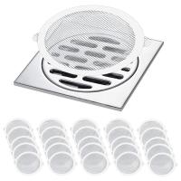 50 Pcs Disposable Shower Drain Hair Catcher Mesh Stickers, Anti Clogging Floor Sink Strainer, Shower Drain Dog Hair