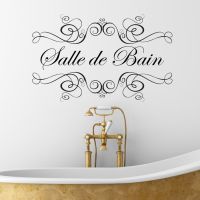 สติกเกอร์ติดผนัง Salle De Bain สติกเกอร์ติดผนังลายสติกเกอร์ติดผนังไวนิลสำหรับห้องน้ำภาพจิตรกรรมฝาผนังศิลปะบนผนังกันน้ำสามารถลอกได้การตกแต่งบ้าน