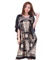 〖Gesh department store〗Plus Size Black Women  39;s Summer Lounge Robe Lady New Sexy Home Dress Rayon Nightgown Large Loose Sleepwear Bathrobe Gown S002-B