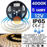 ไฟเส้น LED STRIP แสง วอมไวท์ 4000K 12V ซิลิโคลน IP65 ยาว 5เมตร รหัส:K-BB5050-4000K-IP65 (BUDGET)