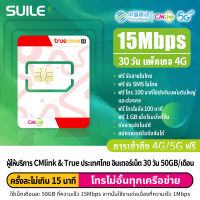 CMLink ความเร็ว 15Mbps ซิมการ์ดเติมเงินเบอร์ไทย อินเตอร์เน็ต 30 วัน 50GB/เดือน พร้อมบริการเสริมเปิดเบอร์จีนเพิ่มได้ NO.5#SUILE