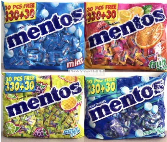 Mentos Mint Grape Sour Mix Fruit Chewy Dragees 330pcs | Lazada