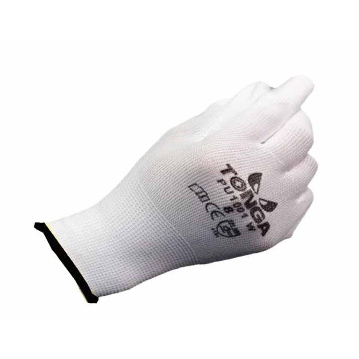 tonga-pu1001w-ถุงมือไนล่อนเคลือบโพลียูรีเทรน-ถุงมือเคลือบpuสีขาว-size-l