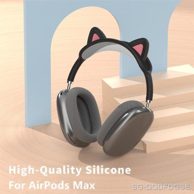 Cute Cat Ears Headband Cover For Apple AirPods Max Soft Silicone Headphone Protectors Comfort Cushion Top Pad Protector Sleeve