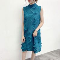 2023 Hot Temperament slimming belly-hiding diamond pleated pleated vest dress A-line skirt pleated dress D9708 LIFE PLEATS