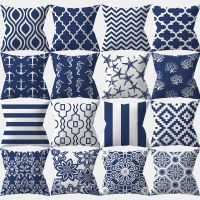Navy Blue Mandala Nordic Geometric Pillowcase 45x45 Cushion Cover Decorative Pillow Sofa Cushion Home Decor Polyester