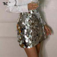 y Women High Waist Sequin Mini Skirt Dot Sequined Hip Package A-line Skirts Female 2022 Spring Ladies Fashion Party Dress