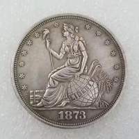 1ชิ้นไม่ใช่ของจริงวัสดุชุบเงิน JF #1งานฝีมือโบราณ1873อเมริกันเหรียญที่ระลึกเงินดอลลาร์ทองเหลือง97