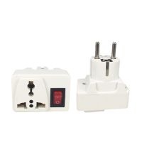 European Conversion Plug 1 to 1 Way Power Adapter Adaptor with Switch 10A AC 250V EU Travel Socket