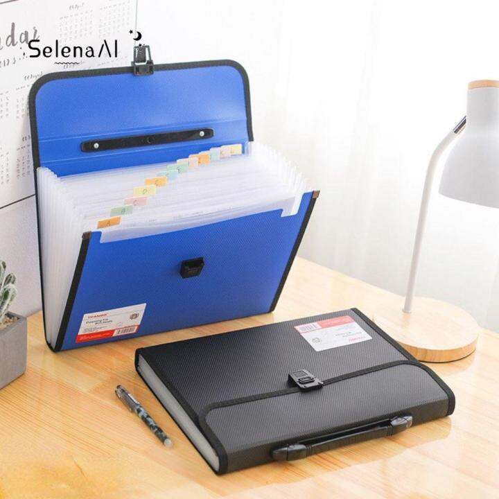 SELENAAL Simple 13 Pocket Briefcases Expanding File Accordion Document Bag Paper Folder Document