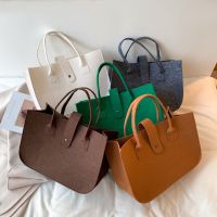 2023 Fashion Wanita Tas Kain Merasa Tas Tangan Wanita Kapasitas Besar Totes Wanita Warna Solid Tas Belanja Perjalanan Dompet Bolso mujer