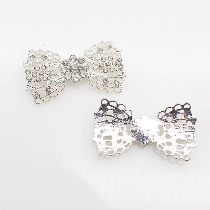 new-5pcs-silver-color-bow-flat-bottom-full-decoration-diy-hair-clip-cap-handmade-rhinestone-clothing-accessories