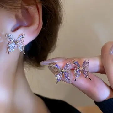 3 pairs earrings  SilvercolouredButterflies  Ladies  HM IN