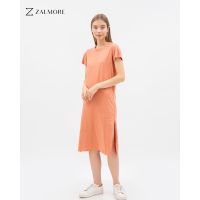 Zalmore Basic Midi Dress with Premium Cotton Slit