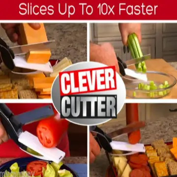 Veggie Slicer Scissors Food Chopper - Plus Knife Sharpener - 2 in 1 Scissor Cutting Board Slicer Vegetable Cutter - Kitchen Gadget Salad Scissors