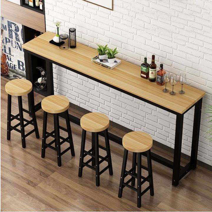 yifengโต๊ะบาร์-โต๊ะบาร์ไม้ทรงสูง-ขาเหล็กสีดำ-yf-1330