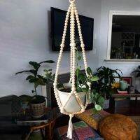 (Aixin)แฮนด์เมด Macrame แขวนชาวไร่ Handcrafted DIY ลูกปัดไม้พืชแขวนอเนกประสงค์ในร่มกลางแจ้งดอกไม้พืชแขวน