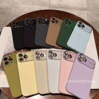 .Suitable For No Logo Premium Solid Color Silicone Phone Case for Iphone 14 13 12 Pro Max Glass Large Window Lens Cover Protection Casing