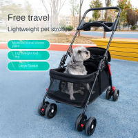 Cat และ Dog Universal Dog Carrier Bag Large Vision Car Dog Basket Pulley Stroller Lightweight Folding Dog Cage Universal