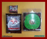 HONDA GROM125 MSX125 FRONT (13T) &amp; REAR (32T) SPROCKET &amp; CHAIN (420N) (120L) "GREEN" SET #สเตอร์หน้า13ฟัน สเตอร์หลัง32ฟัน โซ่สีเขียว