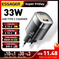 Essager เครื่องชาร์จ USB C,33W จอแสดงผลดิจิตอล PD ตัวชาร์จไฟสำหรับ iPhone เร็ว14 13 12 Max Pro iPad สำหรับ Xiaomi Poco ที่ชาร์จ Samsung