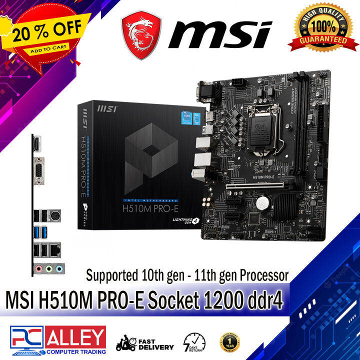 Msi H510m Pro-e, Lga 1200 Socket Ddr4, Supported 10th Gen - 11th Gen 