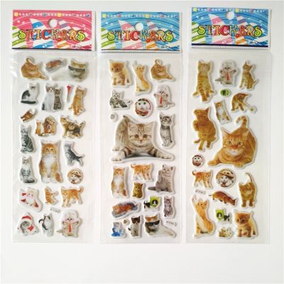 6pcs Cartoon Pets Cute Marie Cat Sticker 3D Scrapbook Animal Mary Butterfly Dog Bubble Adesivos Reward Girl Christmas Gift