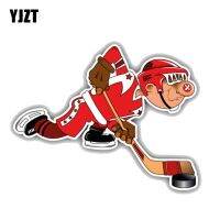 YJZT 12.7CM*10CM Cute Cartoon Boy Hockey Player  PVC Motorcycle  Car Stickers  11-00012 Bumper Stickers Decals  Magnets