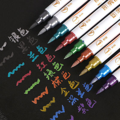 10 สี METALLIC MARKER ปากกาแปรงปากกา Scrapbooking หัตถกรรมทำปากกาศิลปะวาดเครื่องเขียนอุปกรณ์สำนักงาน-Yrrey