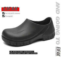 Buy IKCSHOE Flat Chef Non-Slip Safety Oil Water Resistant Casual Clog Shoe  for Women and Men (35) Black at .in