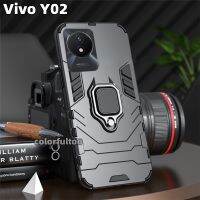 สำหรับ Vivo Y02 Y 02 Y02S Yo2 Vivo Y02 4G เคสโทรศัพท์ Hard PC กันชน Anti-Fall แหวนที่วางแบบโลหะฝาครอบด้านหลัง